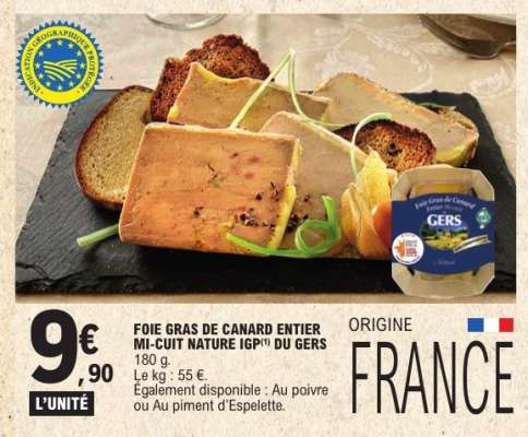 Foie Gras de Canard Entier Mi-Cuit Nature IGP du Gers