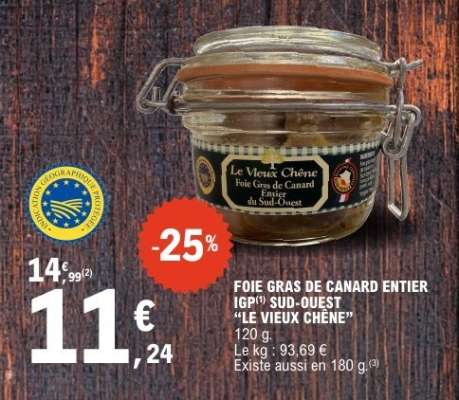 FOIE GRAS DE CANARD ENTIER IGP SUD-OUEST 'LE VIEUX CHÊNE'