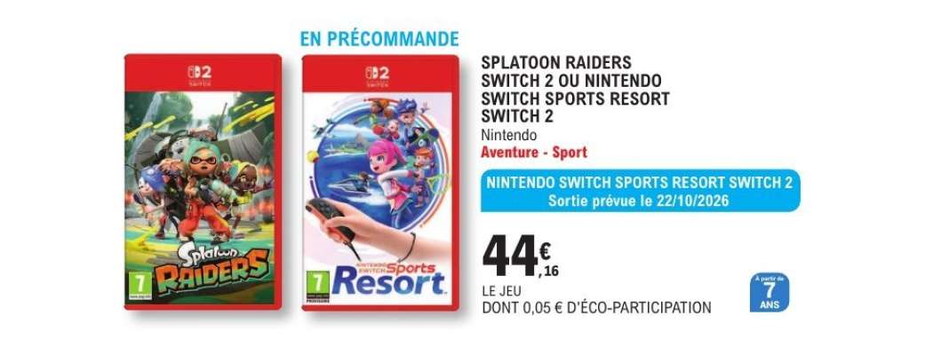 SPLATOON RAIDERS SWITCH 2 OU NINTENDO SWITCH SPORTS RESORT SWITCH 2