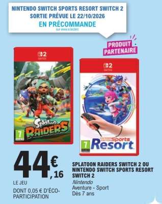 SPLATOON RAIDERS SWITCH 2 OU NINTENDO SWITCH SPORTS RESORT SWITCH 2