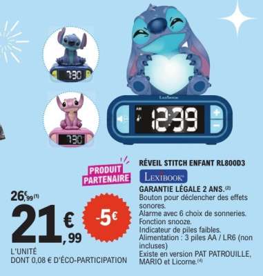 RÉVEIL STITCH ENFANT RL800D3