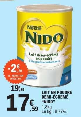 LAIT EN POUDRE DEMI-ÉCRÉMÉ "NIDO"