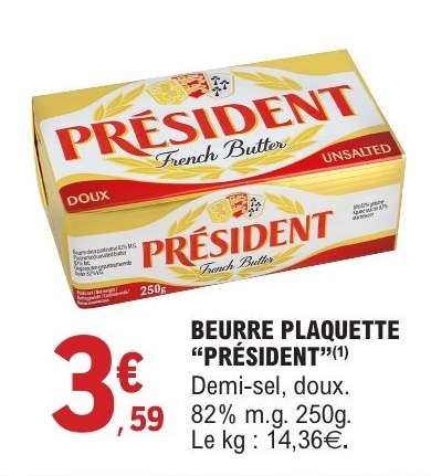 BEURRE PLAQUETTE “PRESIDENT”