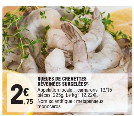 QUEUES DE CREVETTES DEVEINÉES SURGELÉES