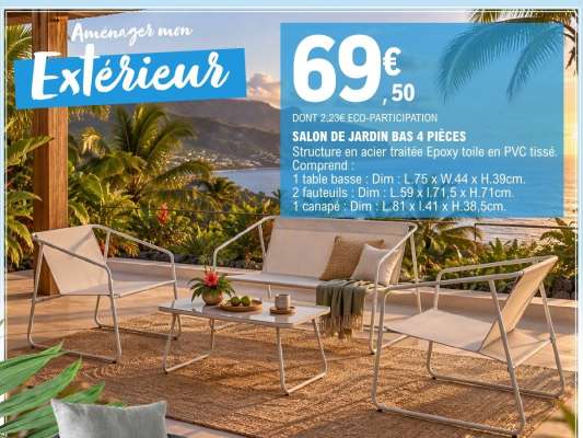 SALON DE JARDIN BAS 4 PIÈCES