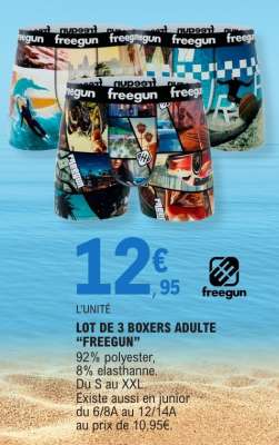 LOT DE 3 BOXERS ADULTE “FREEGUN”