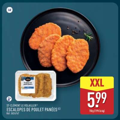Escalopes de poulet panées