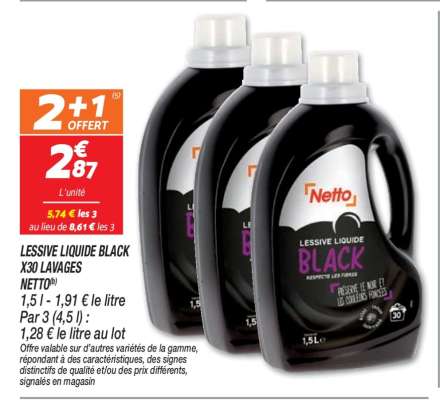 Lessive Liquide Black X30 Lavages Netto