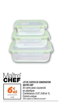LOT DE 3 BOITES DE CONSERVATION MAÎTRE CHEF