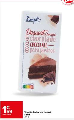Tablette de chocolat dessert SIMPL