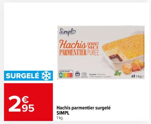 Hachis parmentier surgelé SIMPL