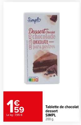 Tablette de chocolat dessert SIMPL