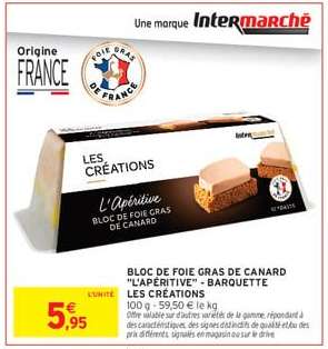 BLOC DE FOIE GRAS DE CANARD "L'APÉRITIVE" - BARQUETTE LES CRÉATIONS