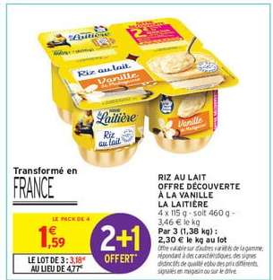 Riz au Lait Offre Découverte à la Vanille La Laitière