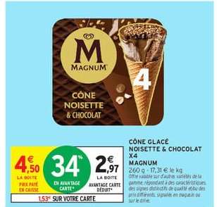 Cône Glacé Noisette & Chocolat x4 Magnum