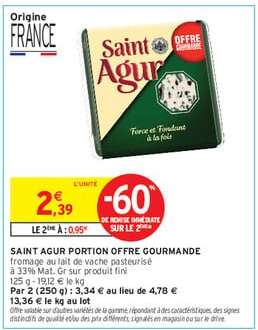SAINT AGUR  PORTION OFFRE GOURMANDE