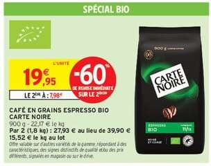 CAFÉ EN GRAINS ESPRESSO BIO CARTE NOIRE
