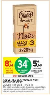 Tablettes De Chocolat Noir Nestle Dessert