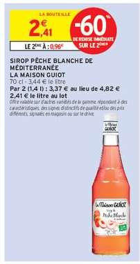 Sirop Pêche Blanche de Méditerranée La Maison Guiot