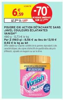 POUDRE OXI ACTION DÉTACHANTE SANS JAVEL COULEURS ÉCLATANTES VANISH