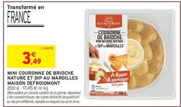 Mini Couronne de Brioche Nature et Dip au Maroilles Maison Defroidmont