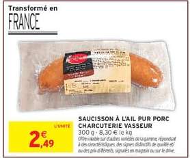 SAUCISSON À L'AIL PUR PORC CHARCUTERIE VASSEUR