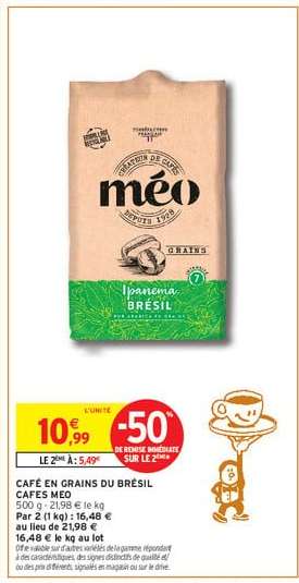 Café en grains du Brésil Cafés Méo