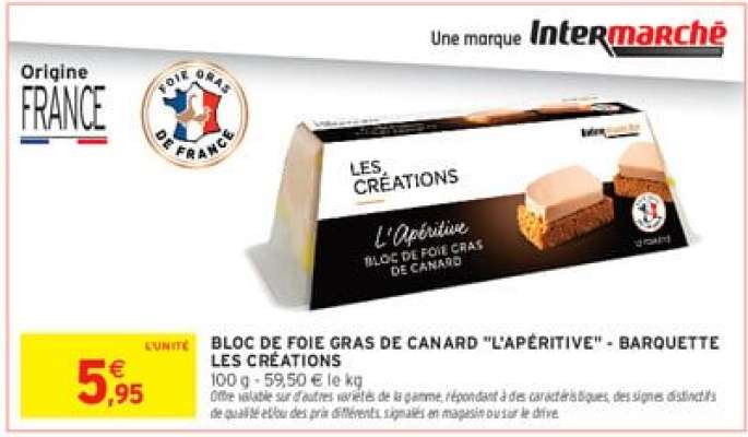 BLOC DE FOIE GRAS DE CANARD "L'APÉRITIVE" - BARQUETTE LES CRÉATIONS