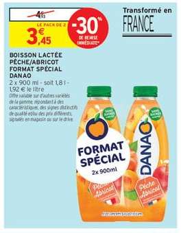 Boisson lactée pêche/abricot format spécial Danao