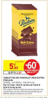 Tablettes De Chocolat Noir Extra Poulain