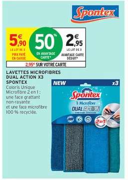 LAVETTES MICROFIBRES DUAL ACTION X3 SPONTEX