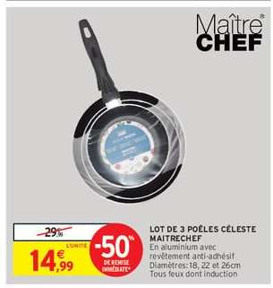 Lot de 3 poêles céleste Maîtrechef