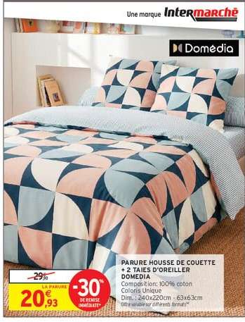 PARURE HOUSSE DE COUETTE + 2 TAIES D'OREILLER DOMEDIA