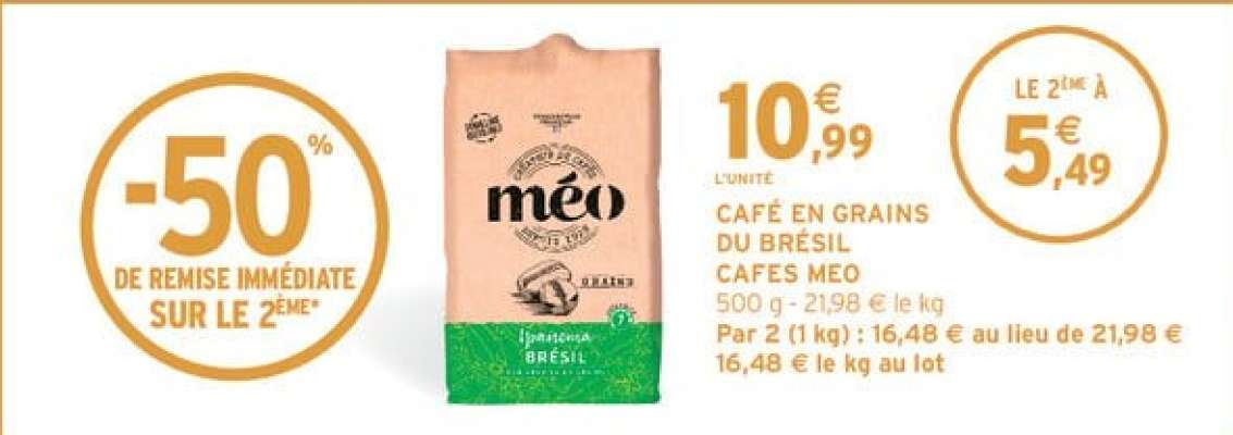 Café en grains du Brésil Cafés Méo