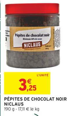 PÉPITES DE CHOCOLAT NOIR NICLAUS