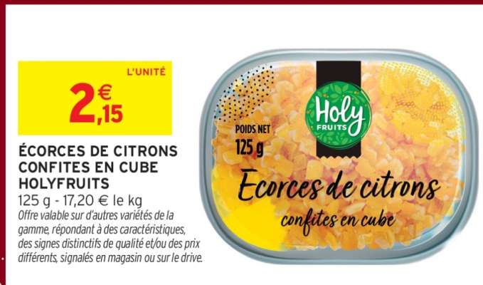 ÉCORCES DE CITRONS CONFITES EN CUBE HOLYFRUITS