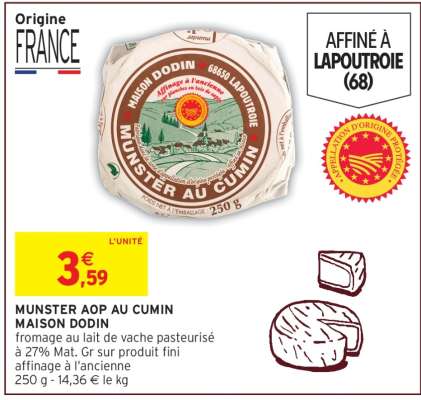 MUNSTER AOP AU CUMIN MAISON DODIN