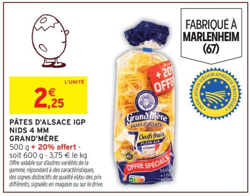 PÂTES D'ALSACE IGP NIDS 4 MM GRAND'MÈRE