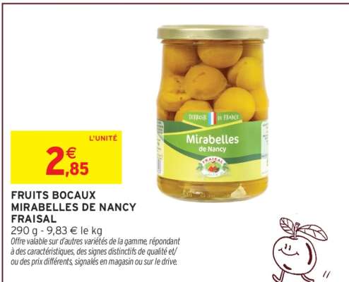 Fruits bocaux Mirabelles de Nancy Fraisal