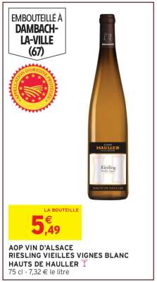 AOP VIN D'ALSACE RIESLING VIEILLES VIGNES BLANC HAUTS DE HAULLER