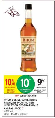 RHUM DES DÉPARTEMENTS FRANÇAIS D'OUTRE-MER INDICATION GÉOGRAPHIQUE AMIRAL JACK