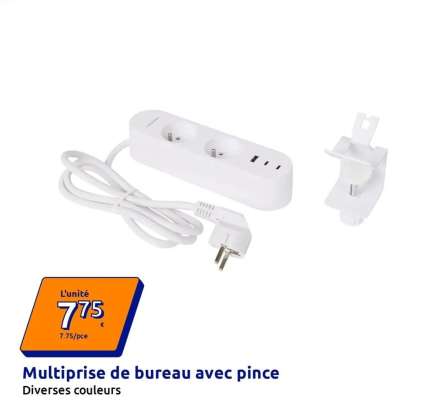 Multiprise de bureau avec pince
