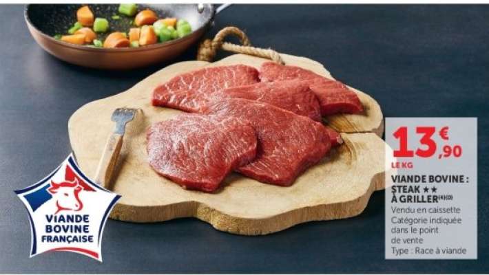 Viande bovine : steak** à griller