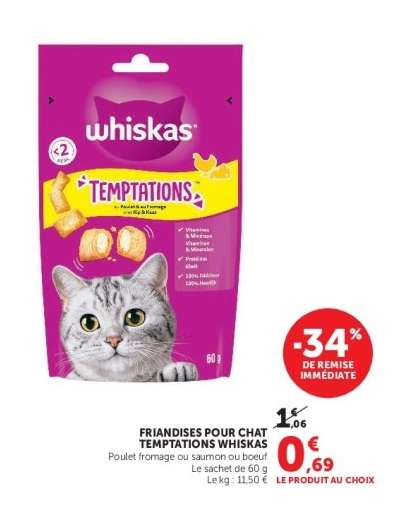 FRIANDISES POUR CHAT TEMPTATIONS "WHISKAS"