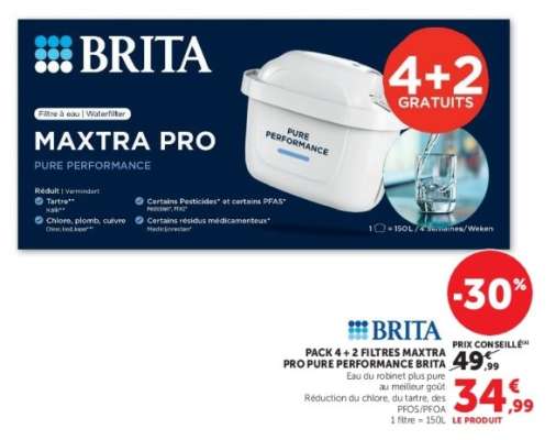 PACK 4 + 2 FILTRES MAXTRA PRO PURE PERFORMANCE BRITA