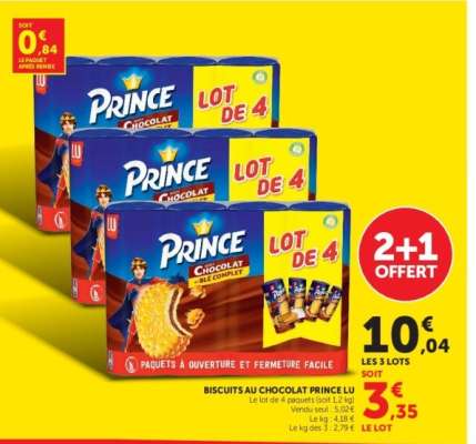 BISCUITS AU CHOCOLAT PRINCE LU