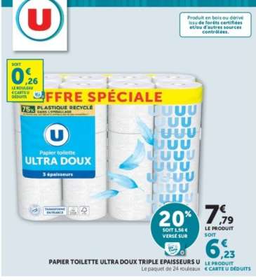 Papier toilette Ultra Doux Triple Epaisseurs U