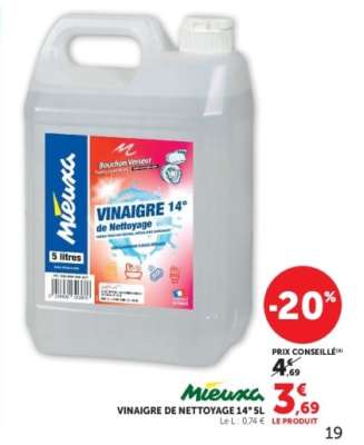 VINAIGRE DE NETTOYAGE 14° 5L