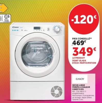 CANDY Sèche-linge Pompe à Chaleur 8 kg