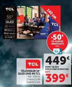 TCL Téléviseur 55'' QLED UHD 4K